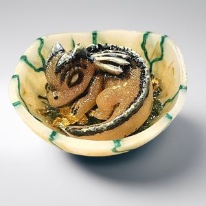 Gold/pink/green mini dragon baby